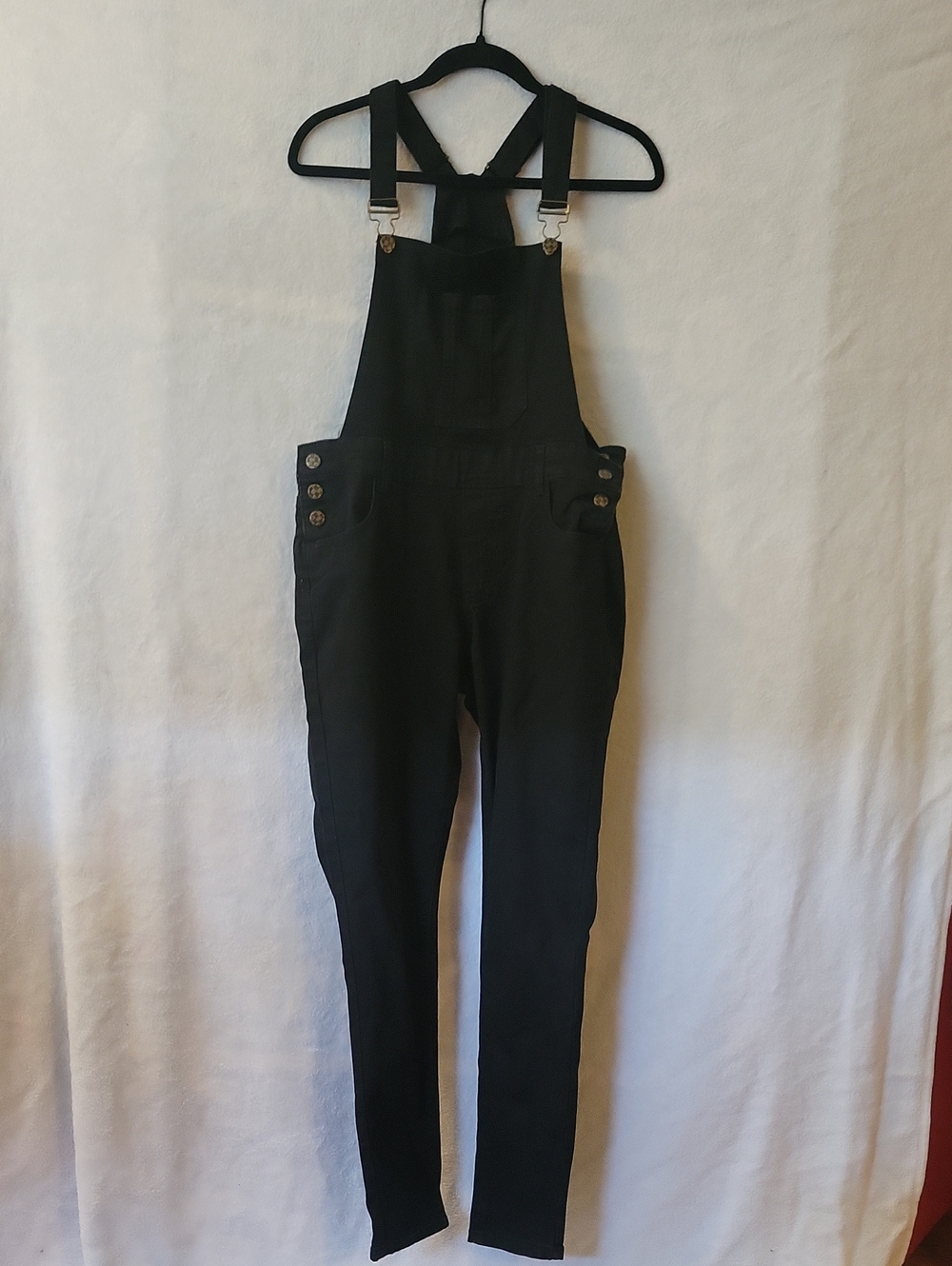 Classic Black Women's Denim Overalls with Adjustable Straps